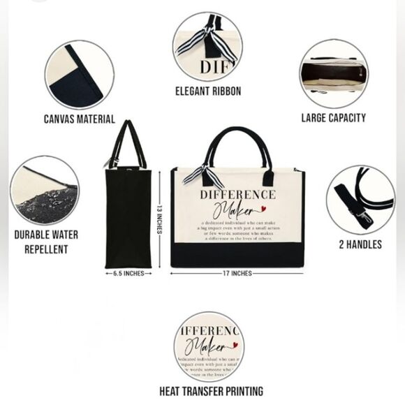 Mentor Black and Cream Canvas Bag NWOT - Picture 4 of 4